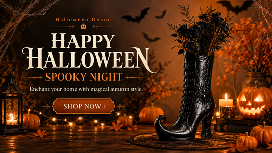 Witch's Boot Vase — Gothic Spider Web Décor
